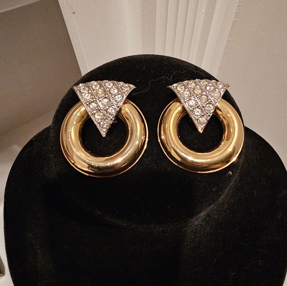 Vintage Gold | Rhinestone Geometric Earrings